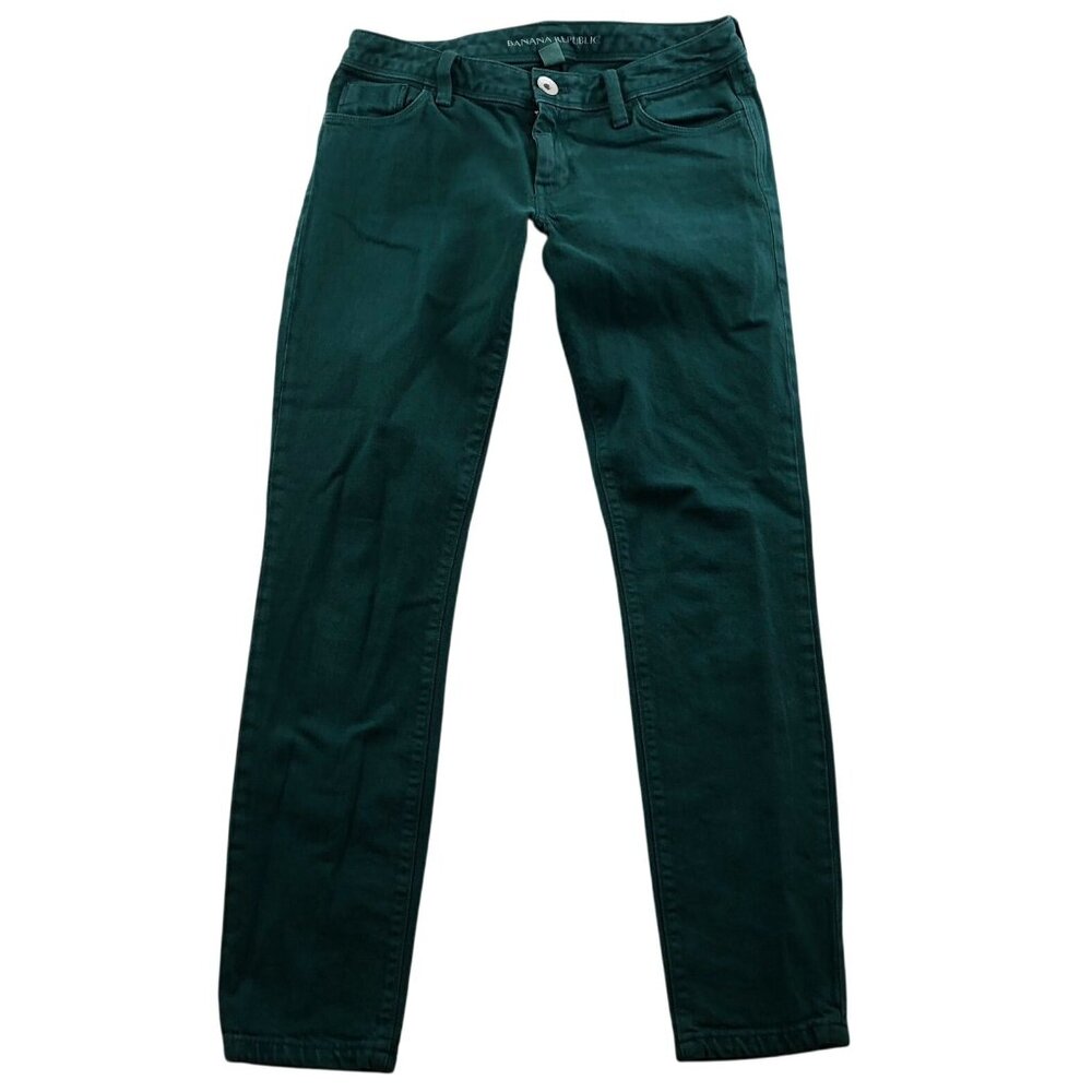 Banana Republic Womens Jeans Size 26 Slim Straight Ankle Casual Green Stretch